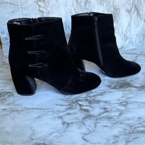 Nine West Black Velvet Victorian Ankle Booties